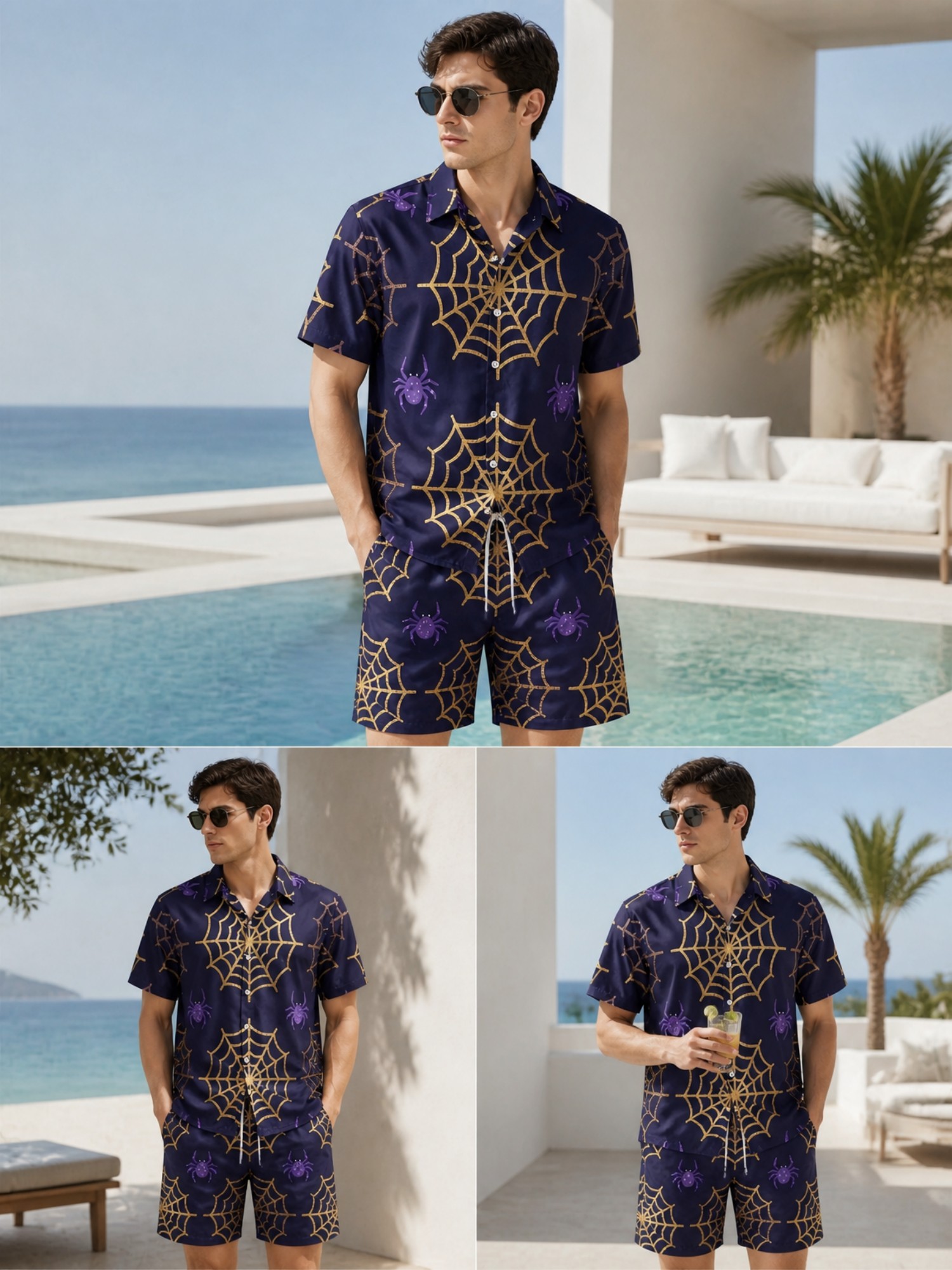 Resort Shirt Floral - Мужской летний комплект: поло с коротким